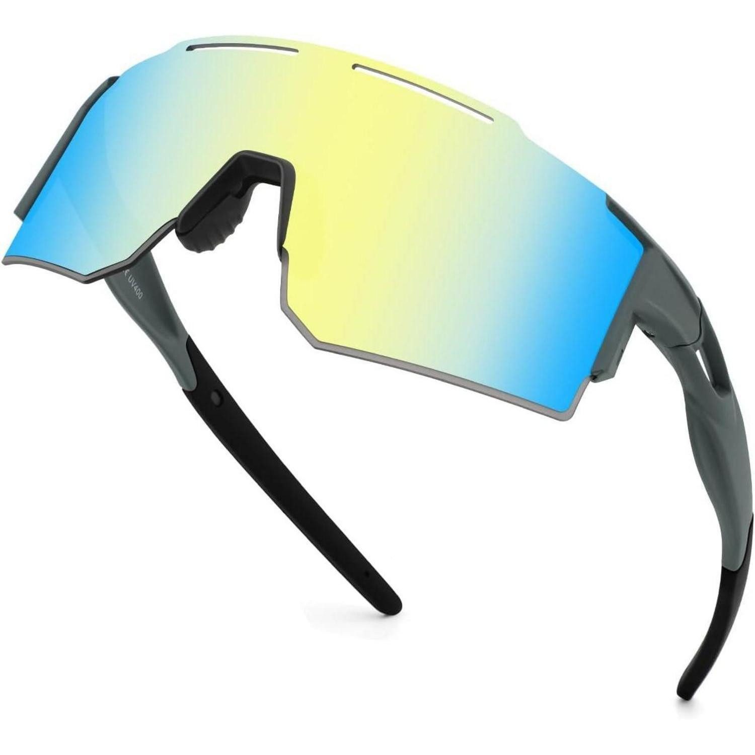Fahrradbrille Fahrradbrille Sportbrille UV400 Wechselgläser UV-Blue Gold-1Lense