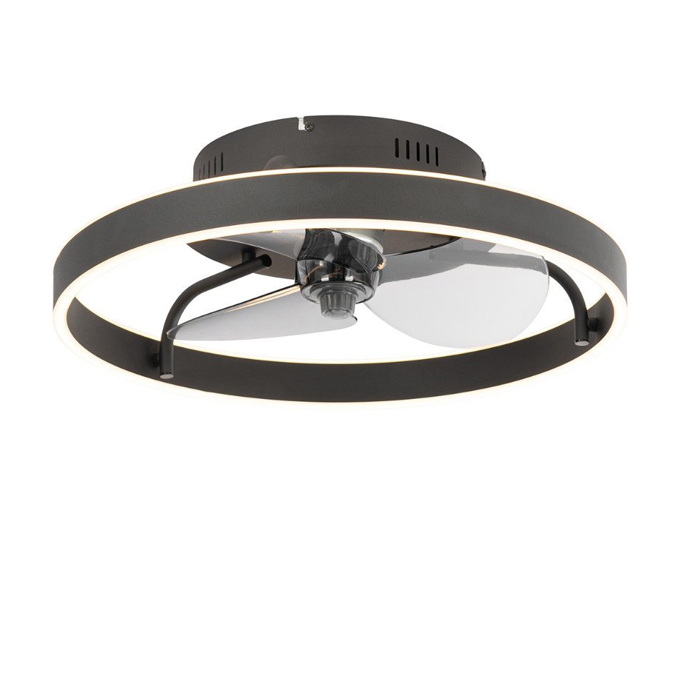Qazqa Deckenventilator Maddy, (nicht austauschbare) LED, Schwarz, Modern, Stahl, 1-flammig