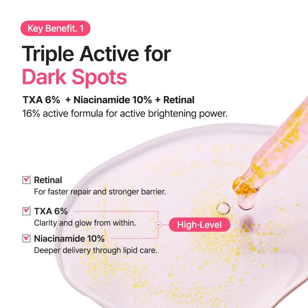 Purito Seoul Gesichtsserum TXA 6 Niacinamide 10 Retinal Serum Korrigierendes Serum für ebenmäßige Haut – 30ml, Mit verkapseltem Retinal & 16% Wirkstoffpower