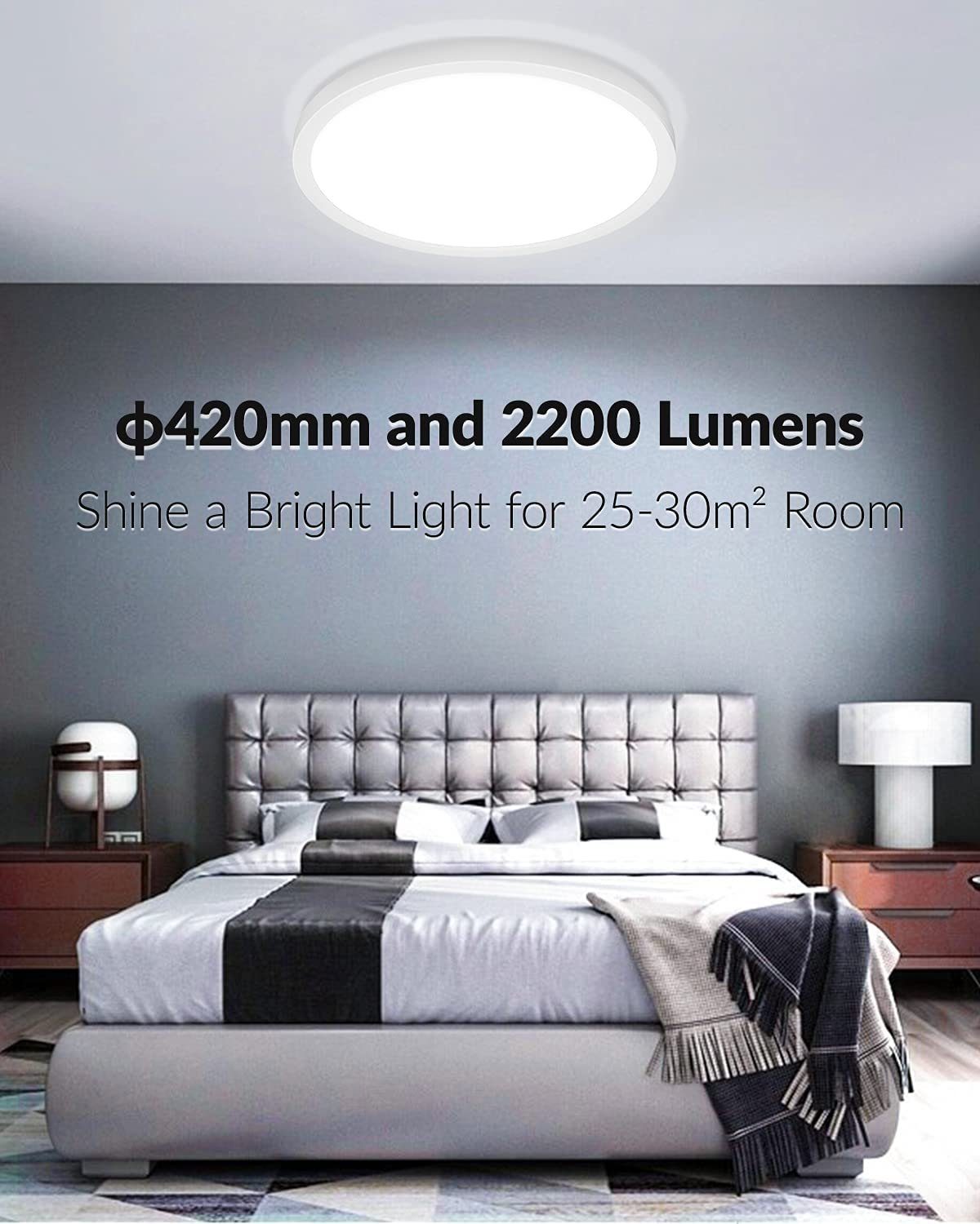 LED integriert, Deckenleuchte Esszimmer, Deckenleuchte Daskoo LED flache Schlafzimmer, 24W fest Deckenleuchte Kaltweiß, 2200LM