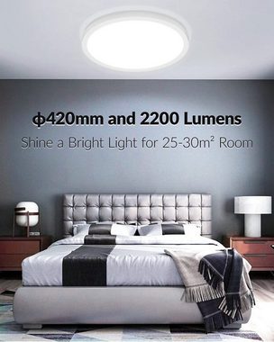 Daskoo Deckenleuchte 24W 2200LM flache LED Deckenleuchte Esszimmer, Schlafzimmer, LED fest integriert, Kaltweiß, Deckenleuchte