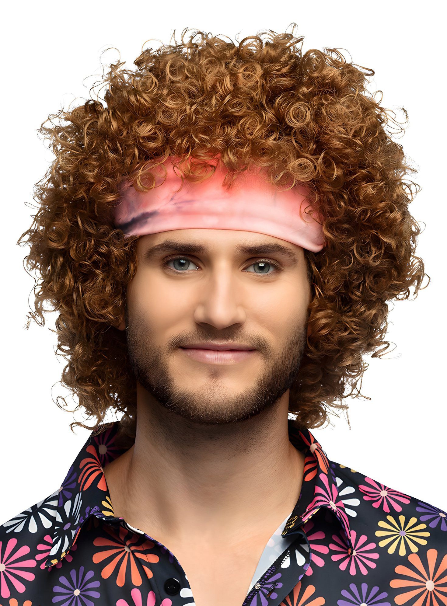 Boland Kostüm-Perücke Hippie Wuschelkopf Perücke, Wilde Lockenperücke mit Stirnband