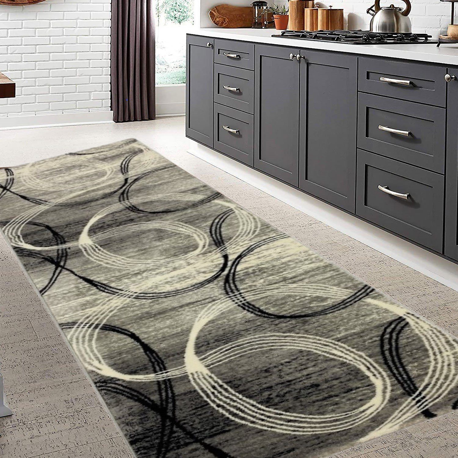Vimoda Designteppich Wohnzimmerteppich, Rechteckig, Höhe: 11 mm, Kreisel Muster, Weich, Dick, Wohnzimmer Kurzflor inBraun