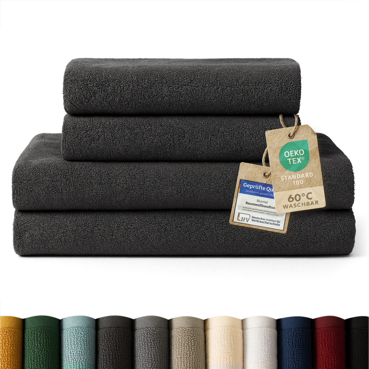Blumtal Handtuch Set Premium 4/6-tlg. Frottier Dusch- (70x140 cm) & Handtuch (50x100 cm), Frottee (Set, 4-St), 100% Baumwolle, Oeko-TEX Zertifiziert