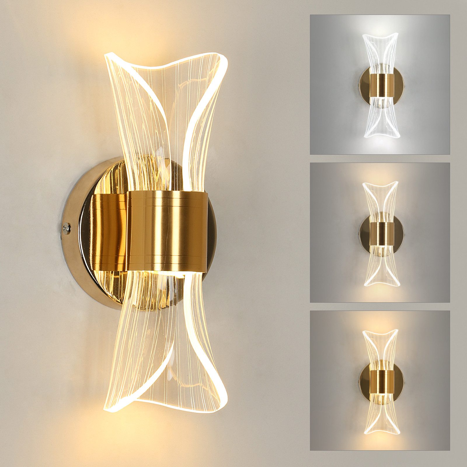 Riserva LED Wandstrahler Wandleuchte Innenwandleuchte, Acryl Dekoleuchte, 12W für Büro, Flur, Kein Flimmern, Augenschutz-Design, schützen Sie Ihre Augen