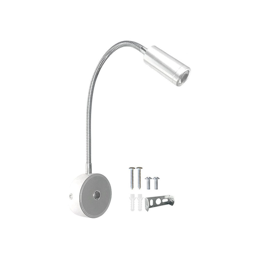 MUPOO LED Leselampe LED Nachtlicht,Wandlampe LED Leselicht mit Schalter & USB, 360°Gedreht, 3 Lichtfarben, Dimmbar, LED fest integriert, Dimmbar,Bettlampe,LED Leselampen,Schwenkbar,Schwarz&Silber