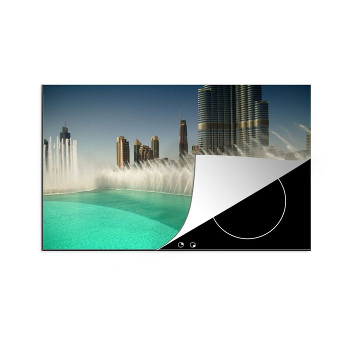 MuchoWow Herdblende-/Abdeckplatte Springbrunnen in Dubai Vinyl (1 tlg) induktionskochfeld Schutz für die küche Ceranfeldabdeckung