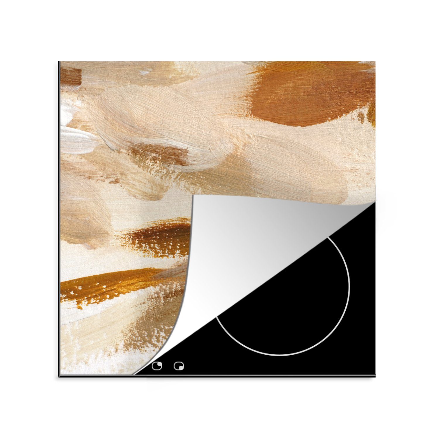 MuchoWow Herdblende-/Abdeckplatte Farbe - Malerei Braun, cm, Arbeitsplatte tlg), 78x78 für (1 Ceranfeldabdeckung, Vinyl, küche 