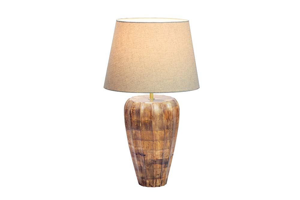 riess-ambiente Tischleuchte PURE NATURE 65cm weiß/natur - Massivholz, Stoffschirm, handmade, Ein-/Ausschalter, ohne Leuchtmittel, leicht zu kombierendes Einzelstück – ideal für Wohn- & Schlafzimmer
