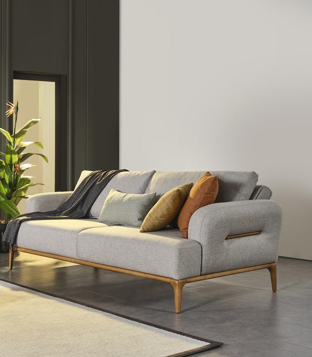 Stoff Modern Sofas Polyester, 3 Teile, Dreisitzer Europe Sofa 1 JVmoebel Sofa Design Sitzer Grau Made in