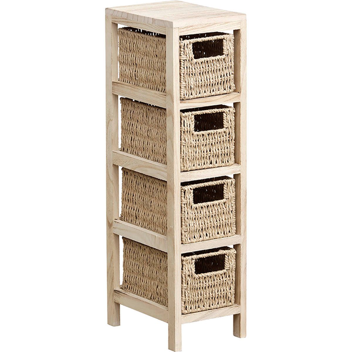 TENDANCE Badkommode Regal Korbregal Korbkommode Badregal Holz Landhaus Kommode
