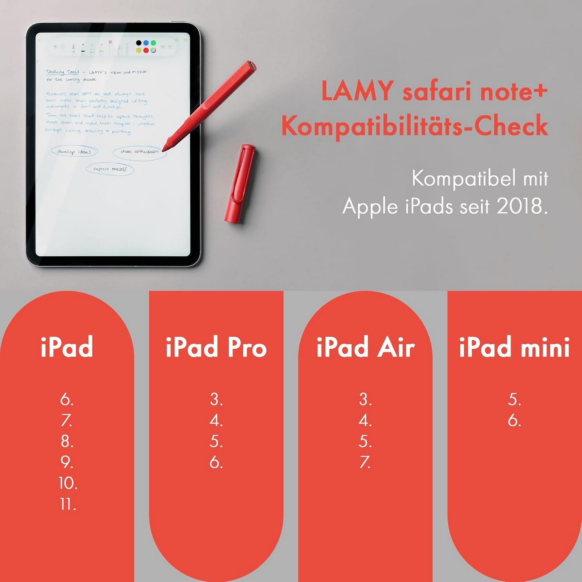 LAMY Eingabestift LAMY Safari Note+ Schwarz iPad Stift Stylus Pen Palm bis 10 Stunden Ak