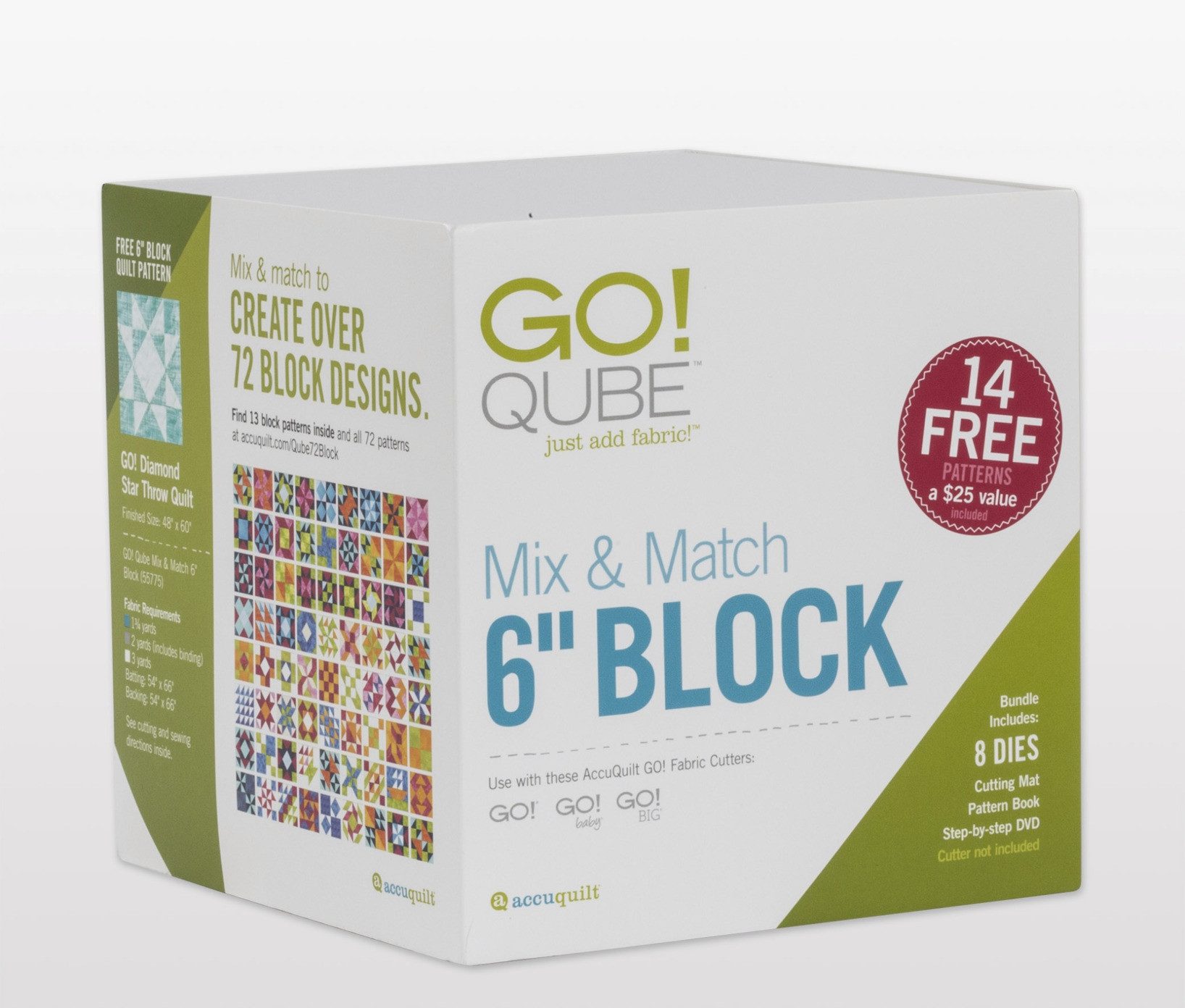 AccuQuilt Motivstanzer Accuquilt GO! Mix und Match Qube 6 inch (15,24 cm) Stanzformen
