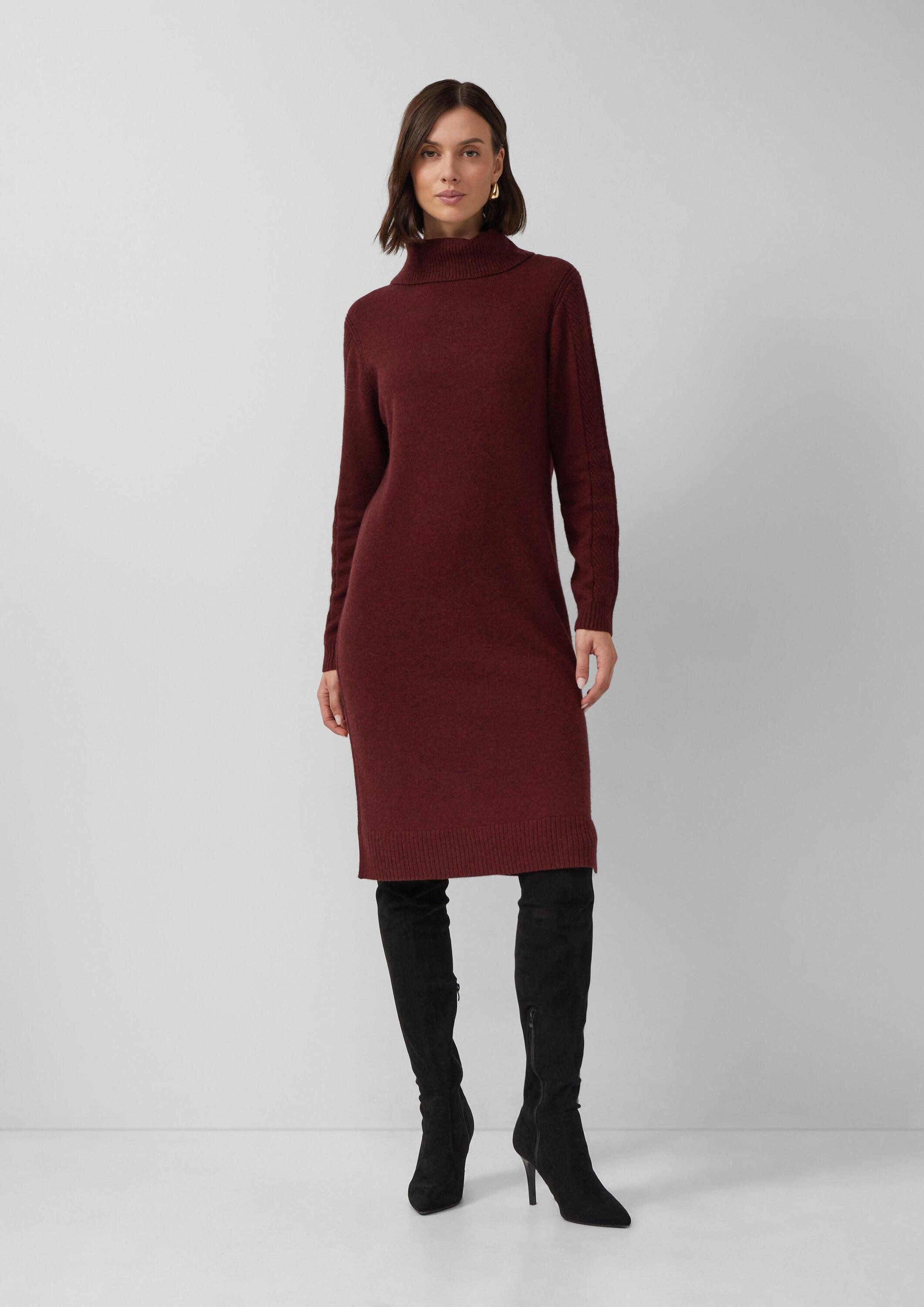 s.Oliver Midikleid Kleid Gestricktes Midikleid mit Rollkragen und Ajourdeta günstig online kaufen
