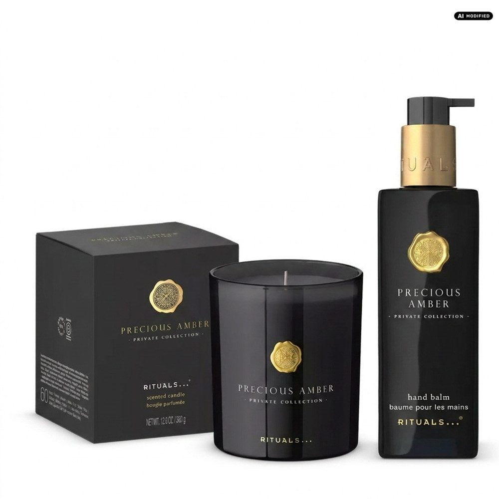 Rituals Duftkerze Rituals Precious Amber Pflege & Duft Set., Luxuriöse Kombination aus Duftkerze und Handbalsam