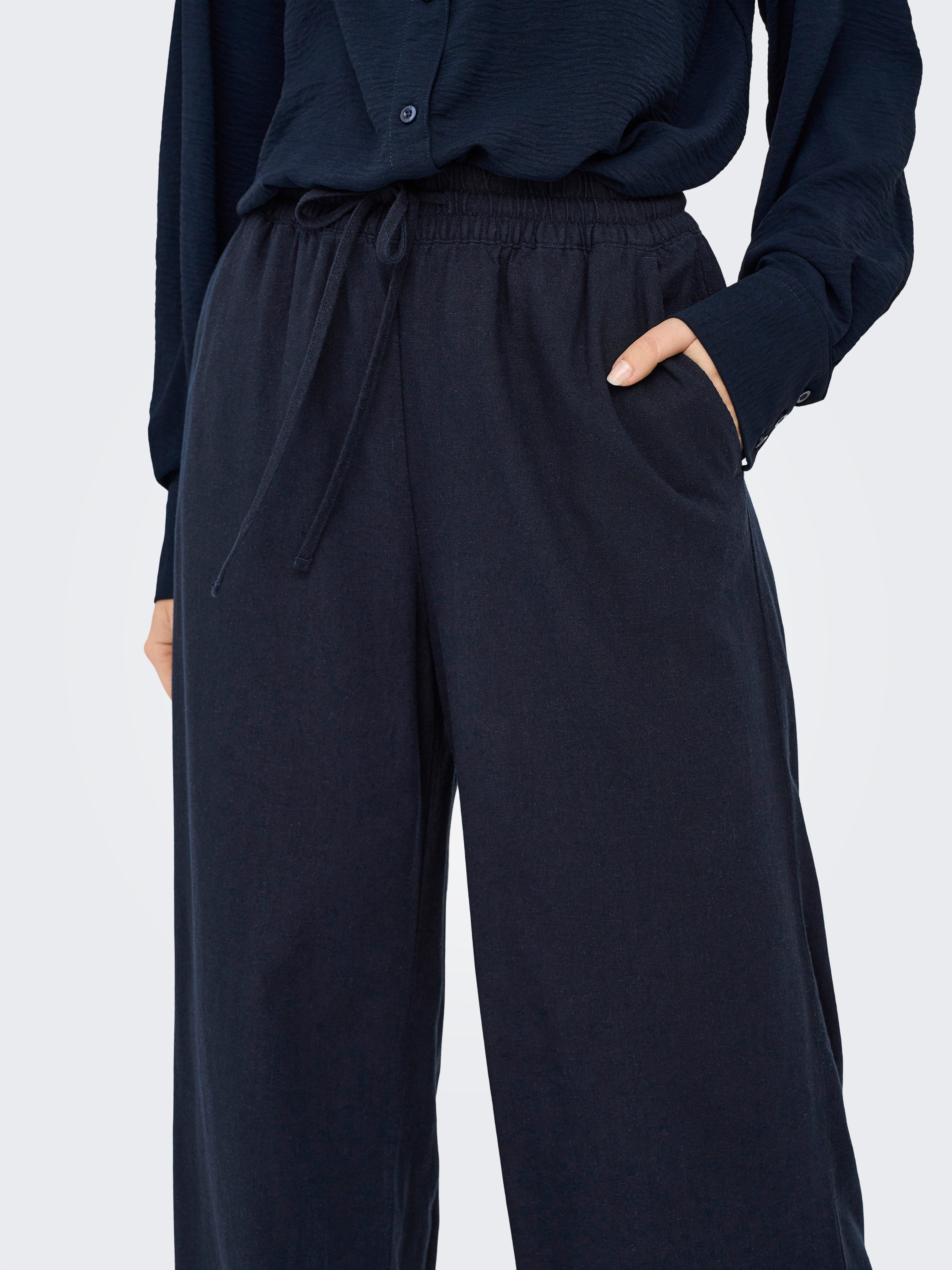 JDY Schlupfhose JDYSAY LINEN HW WIDE PANT WVN NOOS Sommerhose mit Leinen