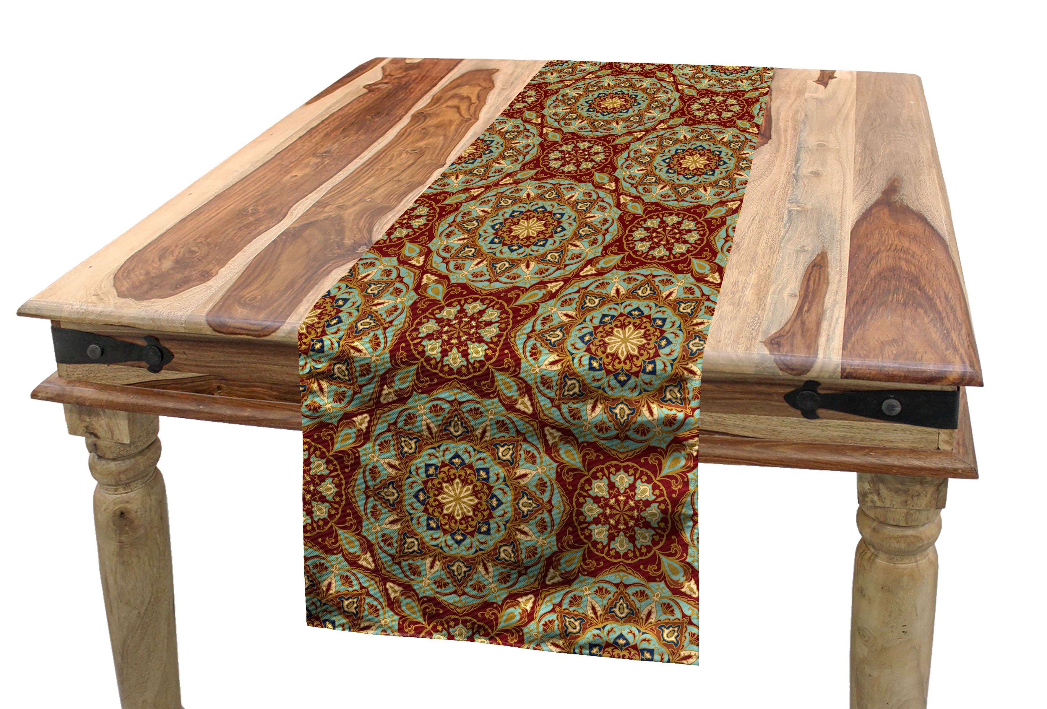 Mosaik-Entwurf Mandala Mittelalterliches Esszimmer Rechteckiger Dekorativer Tischläufer, Küche Tischläufer Abakuhaus