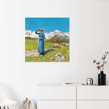 Posterlounge Poster Giovanni Segantini, Mittag in den Alpen, Malerei