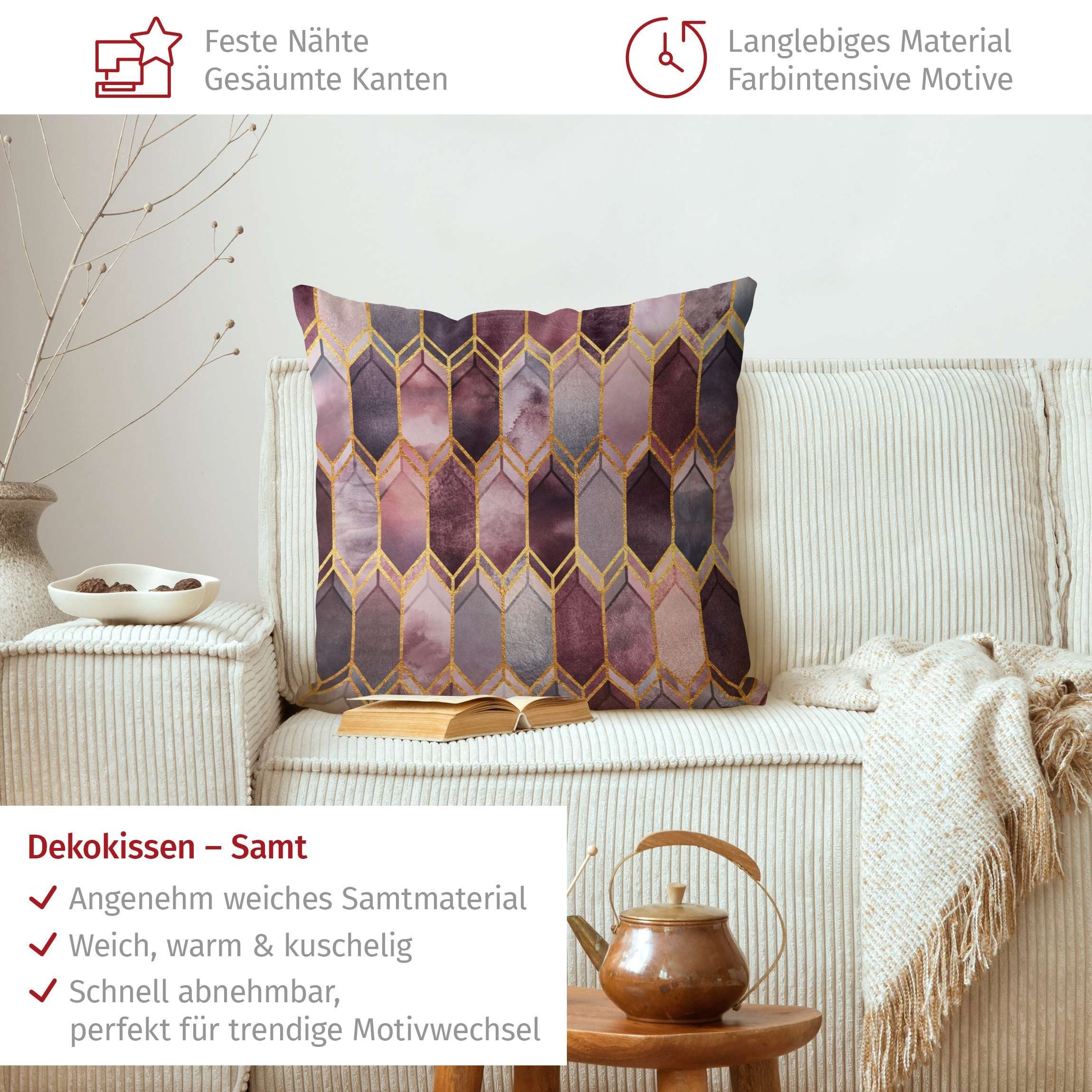Bilderdepot24 Dekokissen drinnen Kissenhülle/ Sofakissen/ Zierkissen Kissenhülle rosa Muster Ab, Bezug Aquarell mit / ohne Füllung Zierkissen Outdoor Sofa Bett
