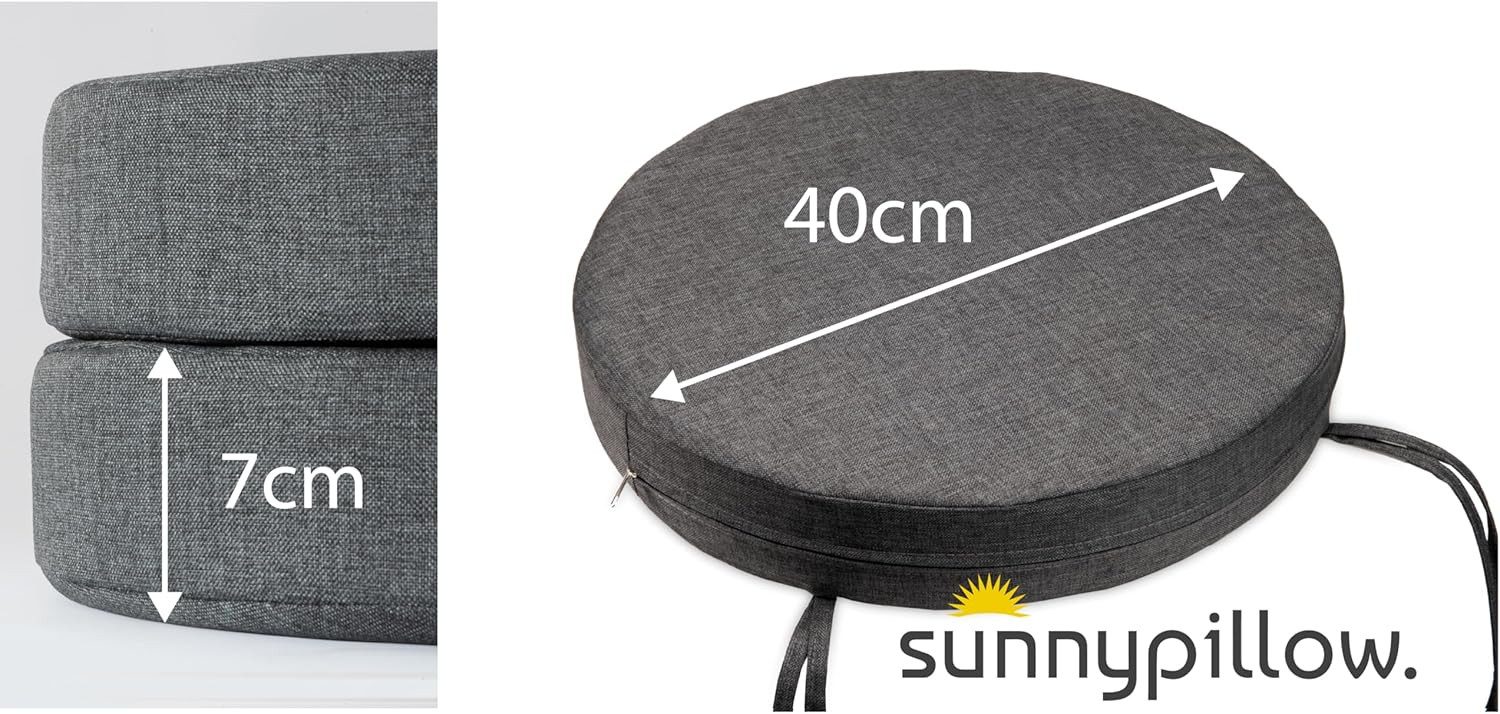 sunnypillow Stuhlkissen 2er Set Stuhlkissen Rund Ø 40 cm mit Bändern "HAVANA"