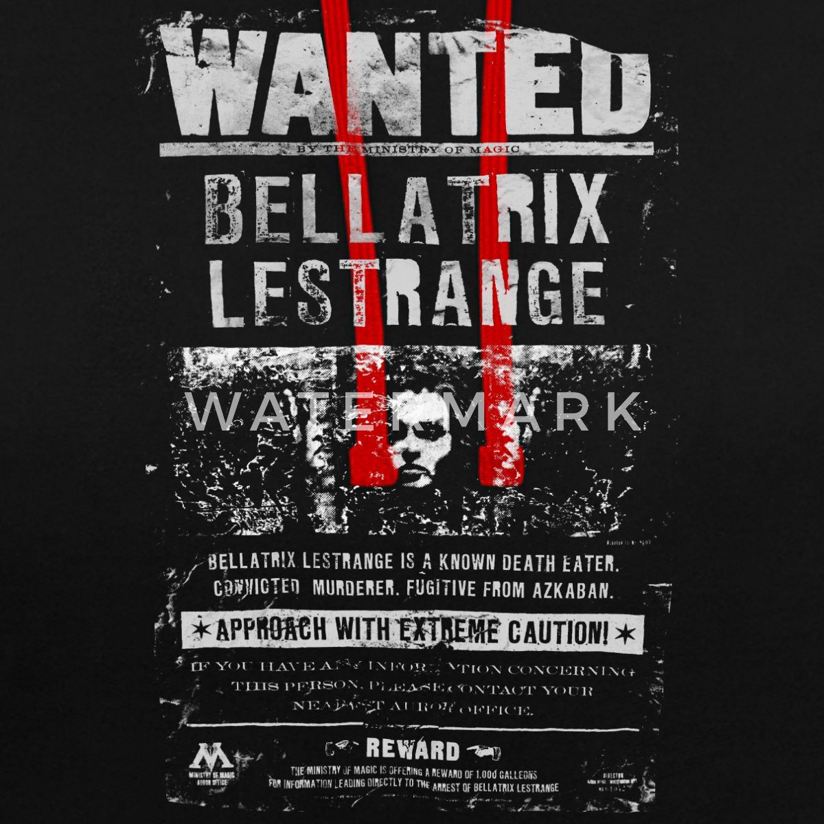 Spreadshirt Hoodie Harry Potter Bellatrix Lestrange Wanted Unisex Kontrast Hoodie (1-tlg)