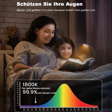 LANOR Klemmleuchten Mini Leselampe Buch, 3 Farben und 3 Helligkeitsstufen, Leichtes Buchlicht