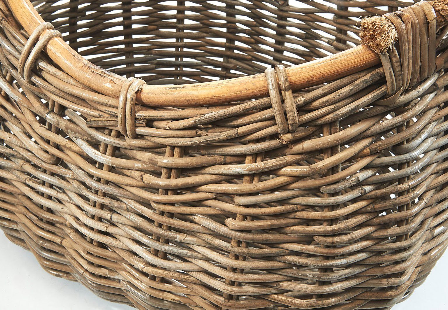Kobolo Aufbewahrungskorb Korb aus Rattan kubu grey mit Seilgriff oval