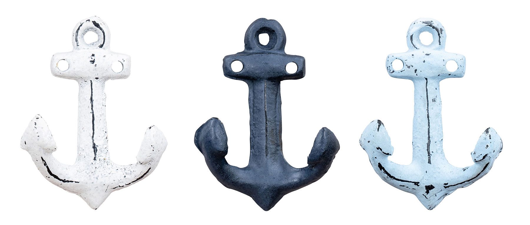 Levandeo® Garderobenhaken, 3er Set Anker Wandhaken Blau Weiß Metall Gardero günstig online kaufen