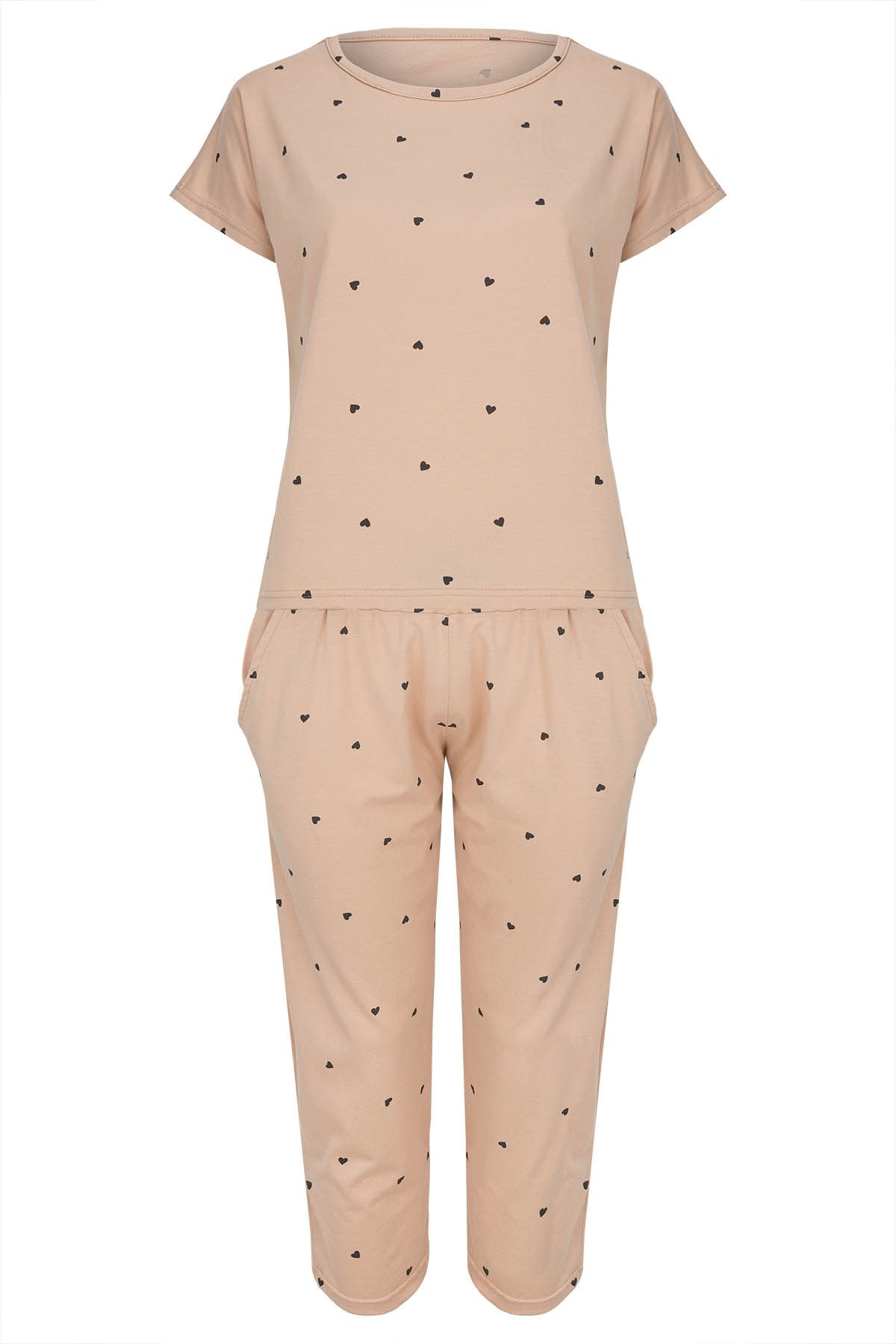 Mademoiselle Sommeil Capri-Pyjama Schlafanzug in zartem Beige mit schwarzen günstig online kaufen