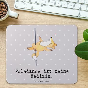 Mr. & Mrs. Panda Mauspad Fuchs Poledance - Grau Pastell - Geschenk, Gewinn, Computer zubehör, (1-St), rutschfest