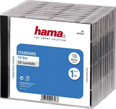 Hama CD-Hülle CD-Leerhülle Standard, 10er-Pack, Transparent/Schwarz