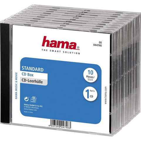 Hama CD-Hülle CD-Leerhülle Standard, 10er-Pack, Transparent/Schwarz