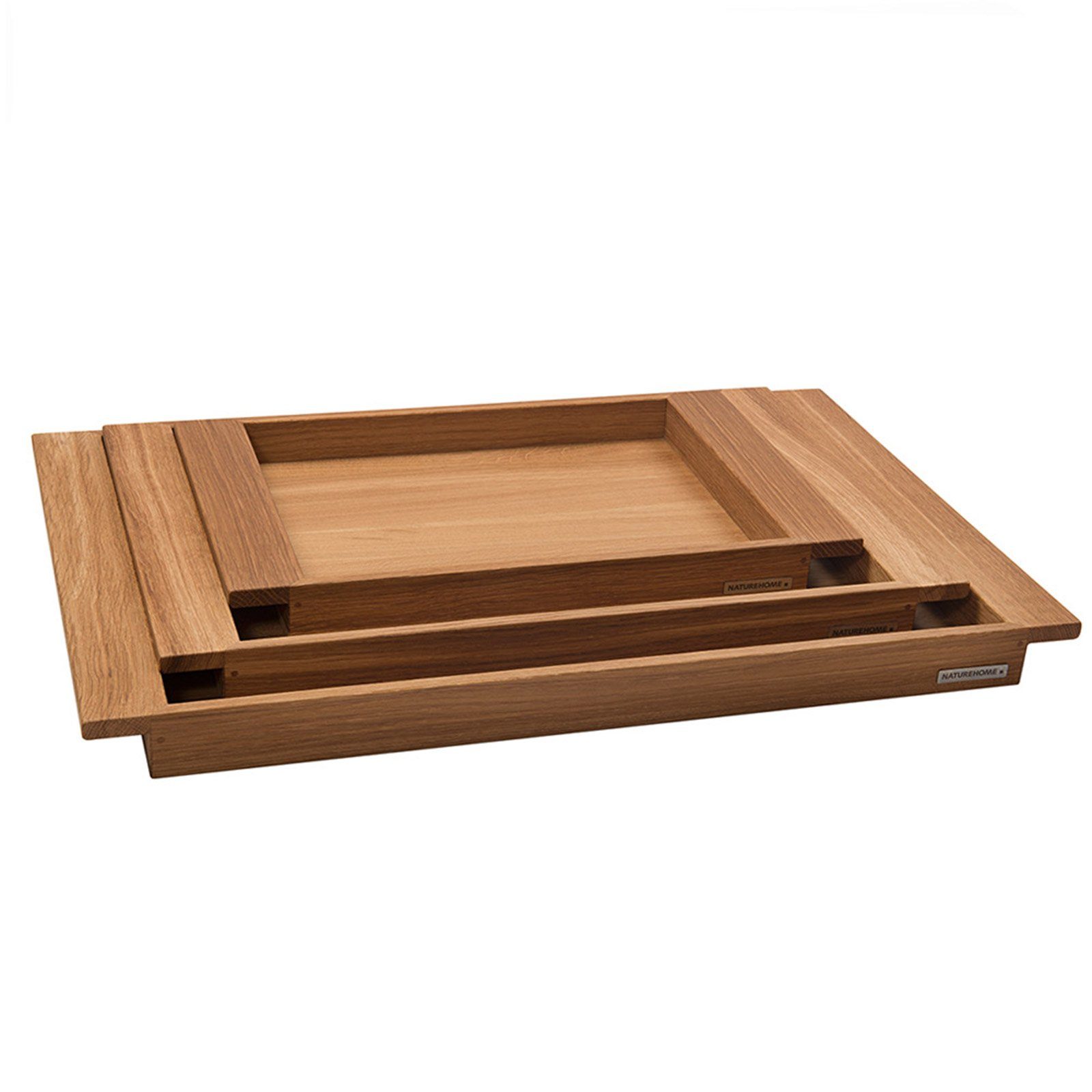 NATUREHOME Tablett / Design-Arbeit NH-E 55x36x4cm Massivholz, / Eichenholz, 64x43x4 Handarbeit, Natur-Natur Holztablett Größen, (44x28x4cm cm), Eiche versch. Eichenholz, Nachhaltiges