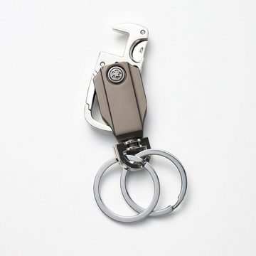 Wohnstil Schlüsselanhänger 5-in-1-Multifunktions-Auto-Schlüsselanhänger (Stilvoller, um 360 Grad drehbarer Schlüsselanhänger, 2-tlg., 2 zusätzliche Schlüsselringe (Schwarz, 3,82 x 1,18 Zoll), Geschenk für Männer und Frauen