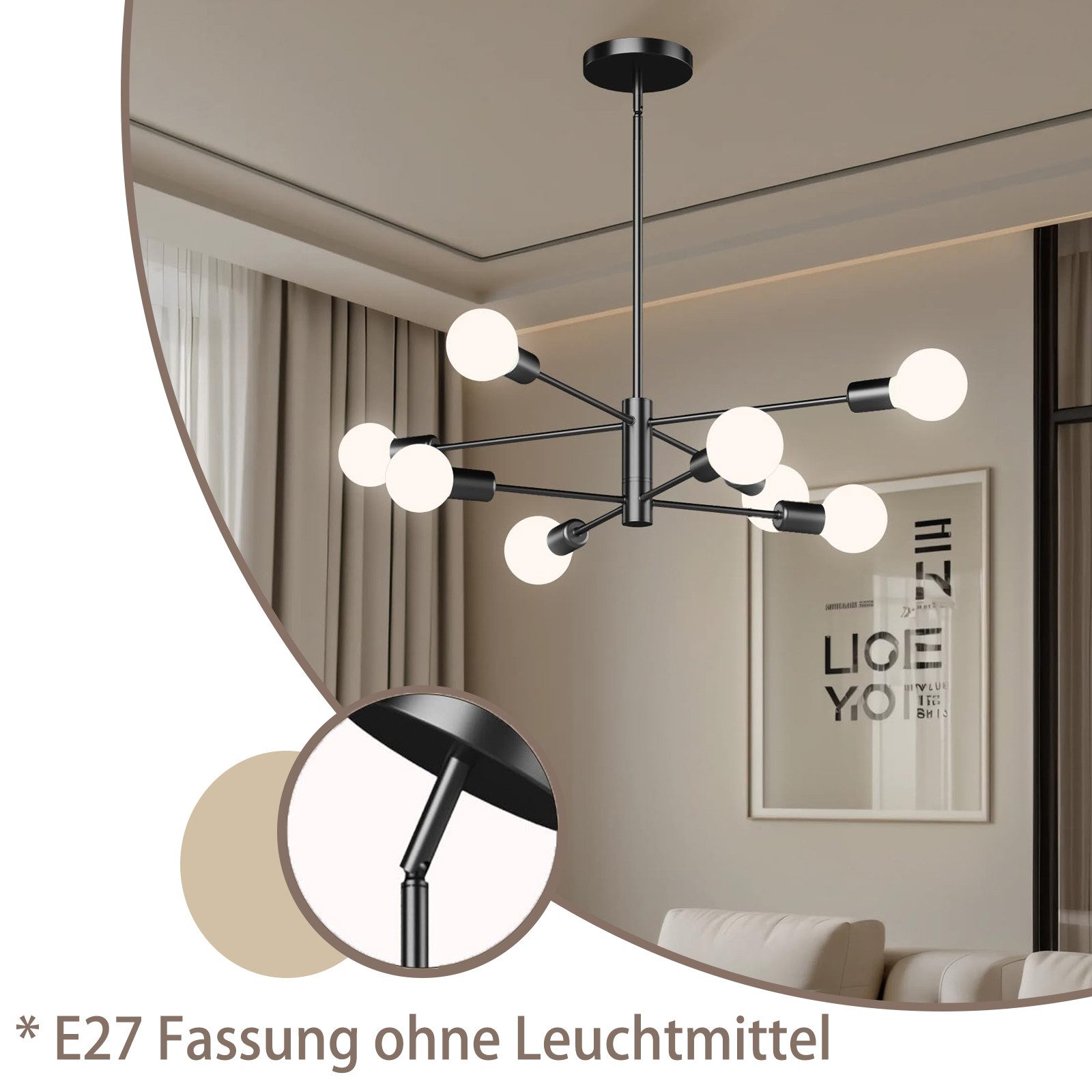 MUPOO LED Kronleuchter Pendelleuchte Modern 4/6/8 Flammig Deckenlampe Wohnz günstig online kaufen