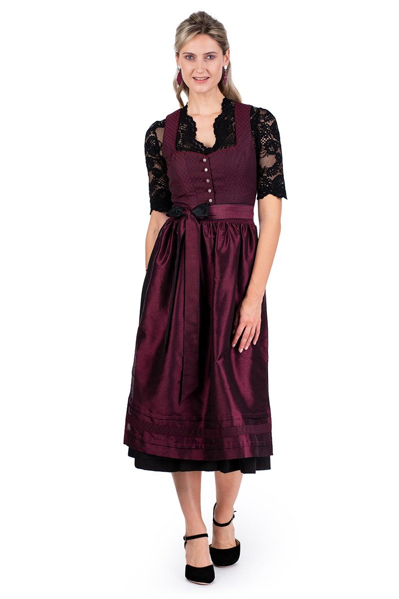 Spieth & Wensky Dirndl Dirndl lang 2tlg. - ELINA - dunkelrot – Bild 4 von 5