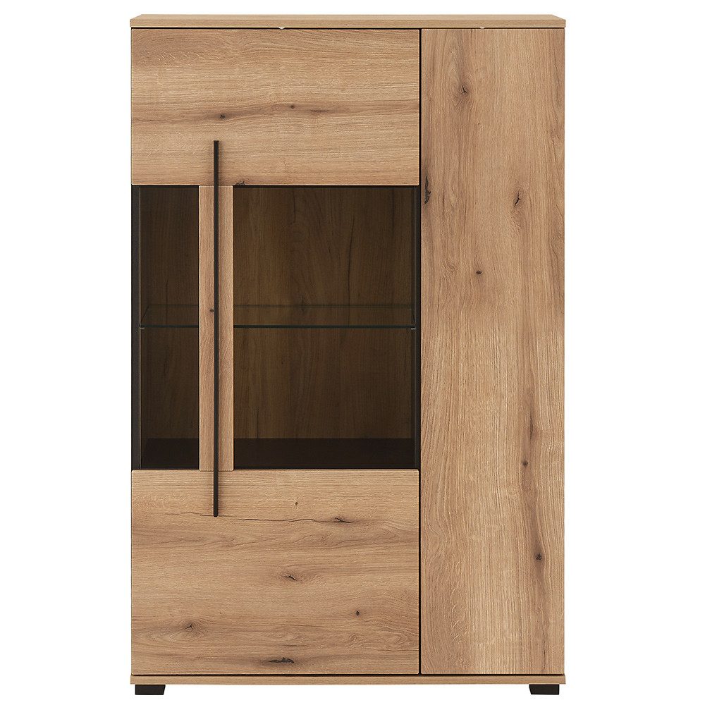 Lomadox Vitrine COLORADO-61 Vitrinenschrank 90 cm breit in Eiche Nb.