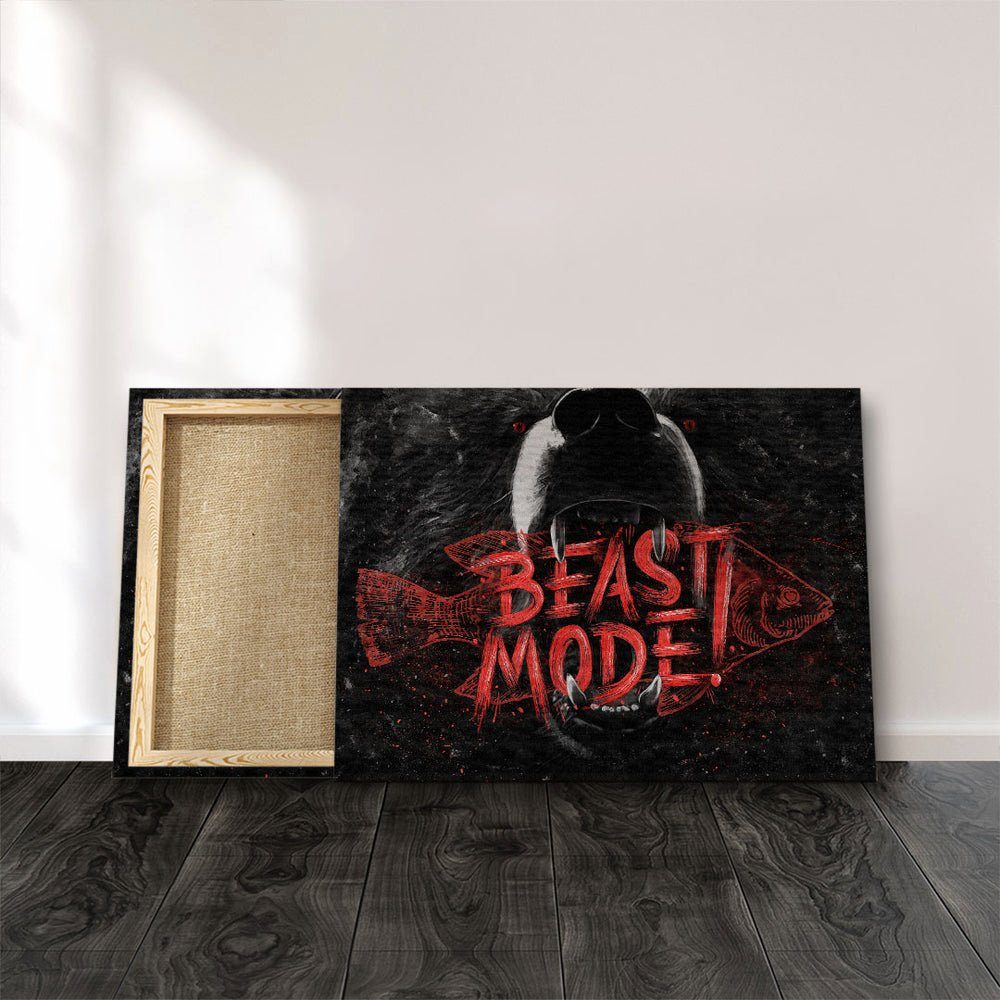 Bear Rahmen Beast Beast Bär schwarz Mode weißer grau Wandbild Bear, Fisch Motivation rot DOTCOMCANVAS® Leinwandbild Mode