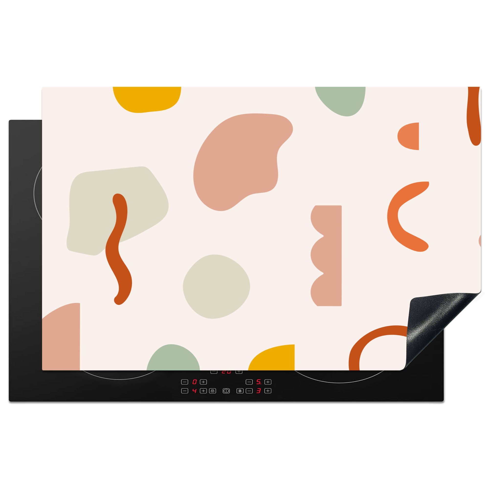 MuchoWow Herdblende-/Abdeckplatte Pastell - Muster - Formen, Vinyl, (1 tlg), 81x52 cm, Induktionskochfeld Schutz für die küche, Ceranfeldabdeckung | Herdabdeckplatten