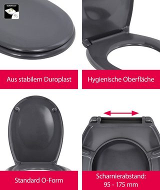 aquaSu WC-Sitz Basic, Grau, Duroplast, Absenkautomatik, Belastbar 200 kg, oval, Take-Off