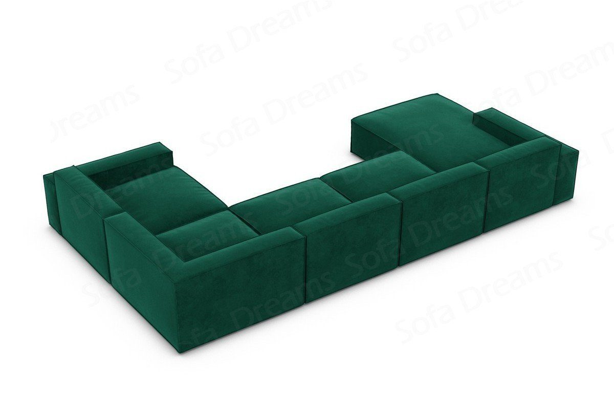 Sofa Dreams Couch Formenta mane, Modern, grün37 Wohnlandschaft Designer Polster U Sofa mit Polstersofa Form Stoffsofa Loungesofa Samtstoff