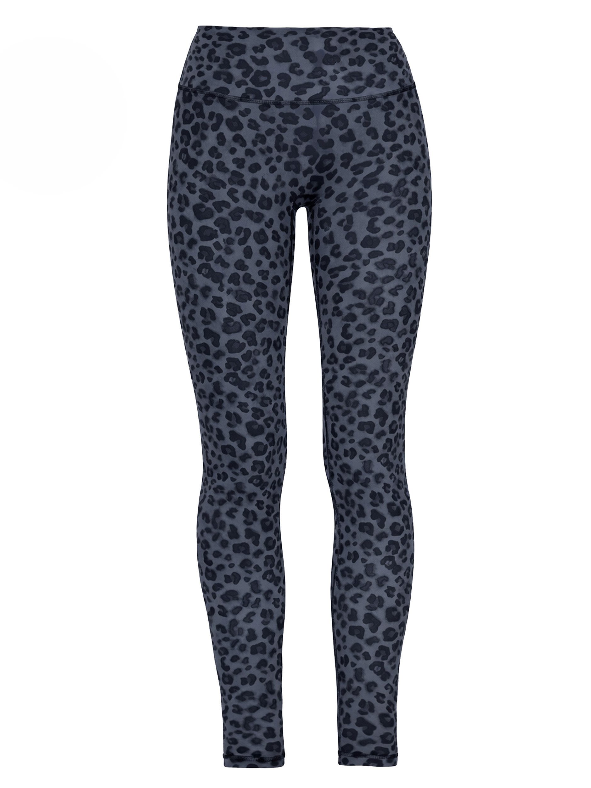 SASSYCLASSY Leggings High Waist Sportleggings mit Leo-Print für Damen Softe Leggings mit elastischem Bund und verdeckter Gesäßstasche