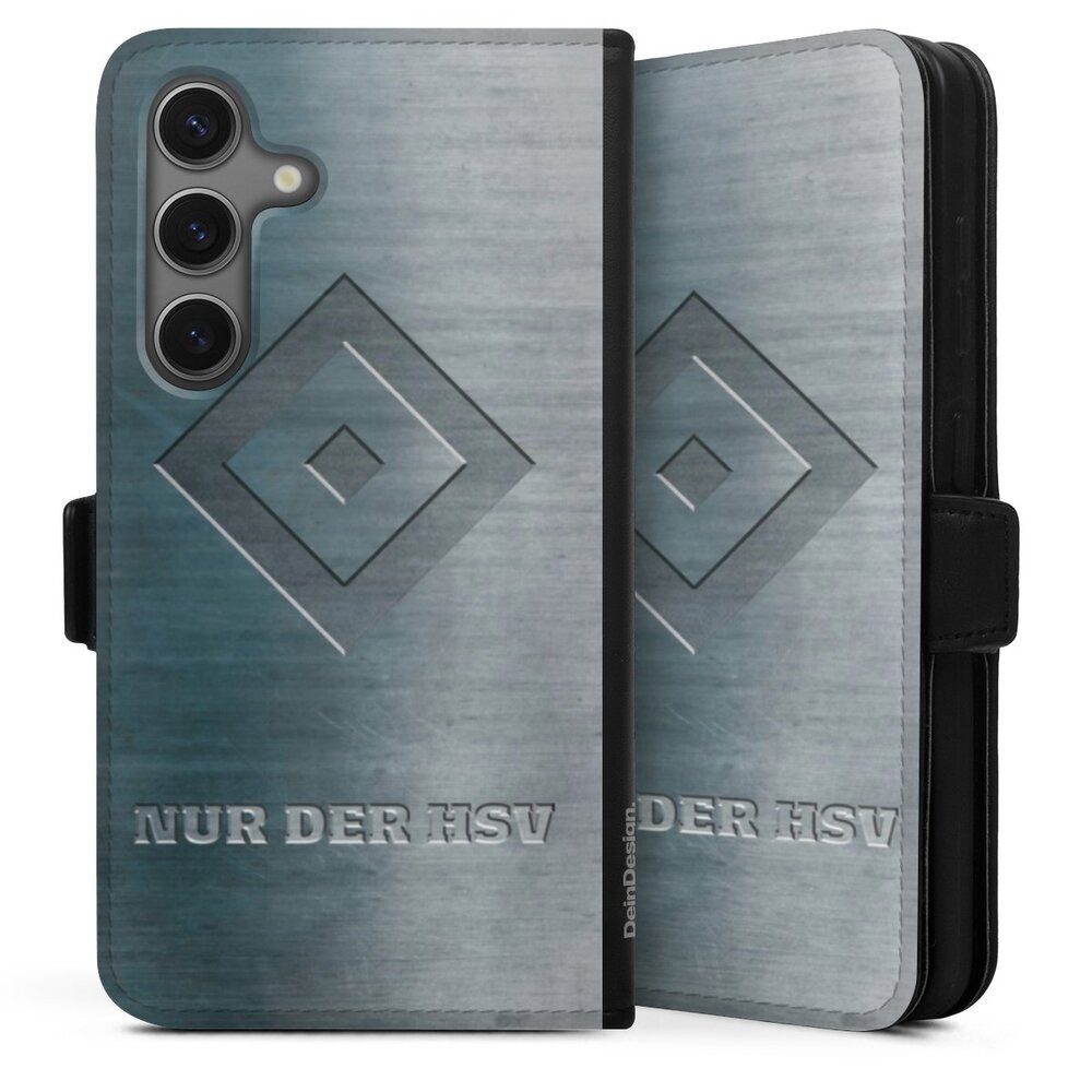 DeinDesign Handyhülle HSV Hamburger SV Metallic Look Nur der HSV Metalllook, Samsung Galaxy S25 Hülle Handy Flip Case Wallet Cover