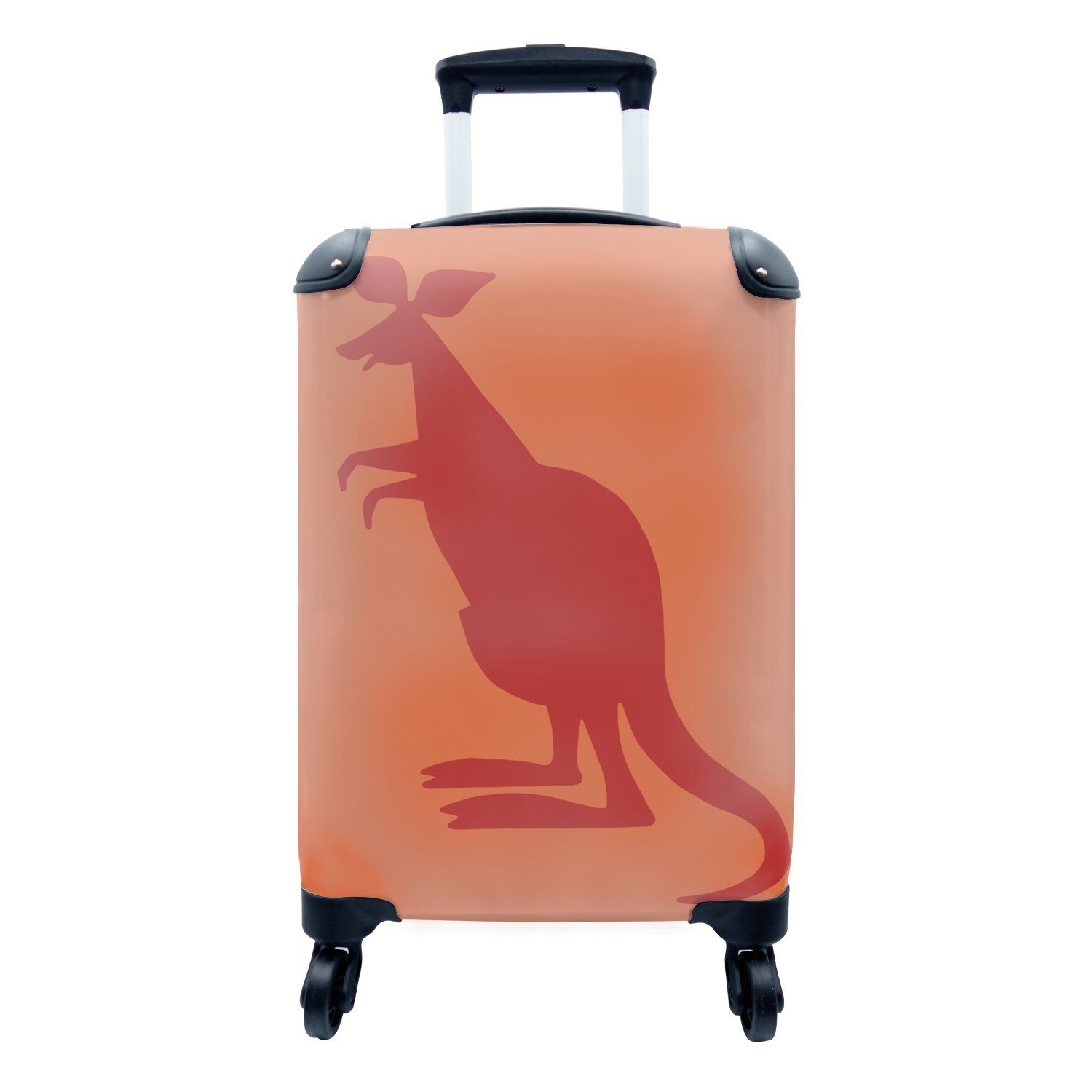MuchoWow Handgepäckkoffer Känguru - Rosa - Scherenschnitt, 4 Rollen, Reisetasche mit rollen, Handgepäck für Ferien, Trolley, Reisekoffer