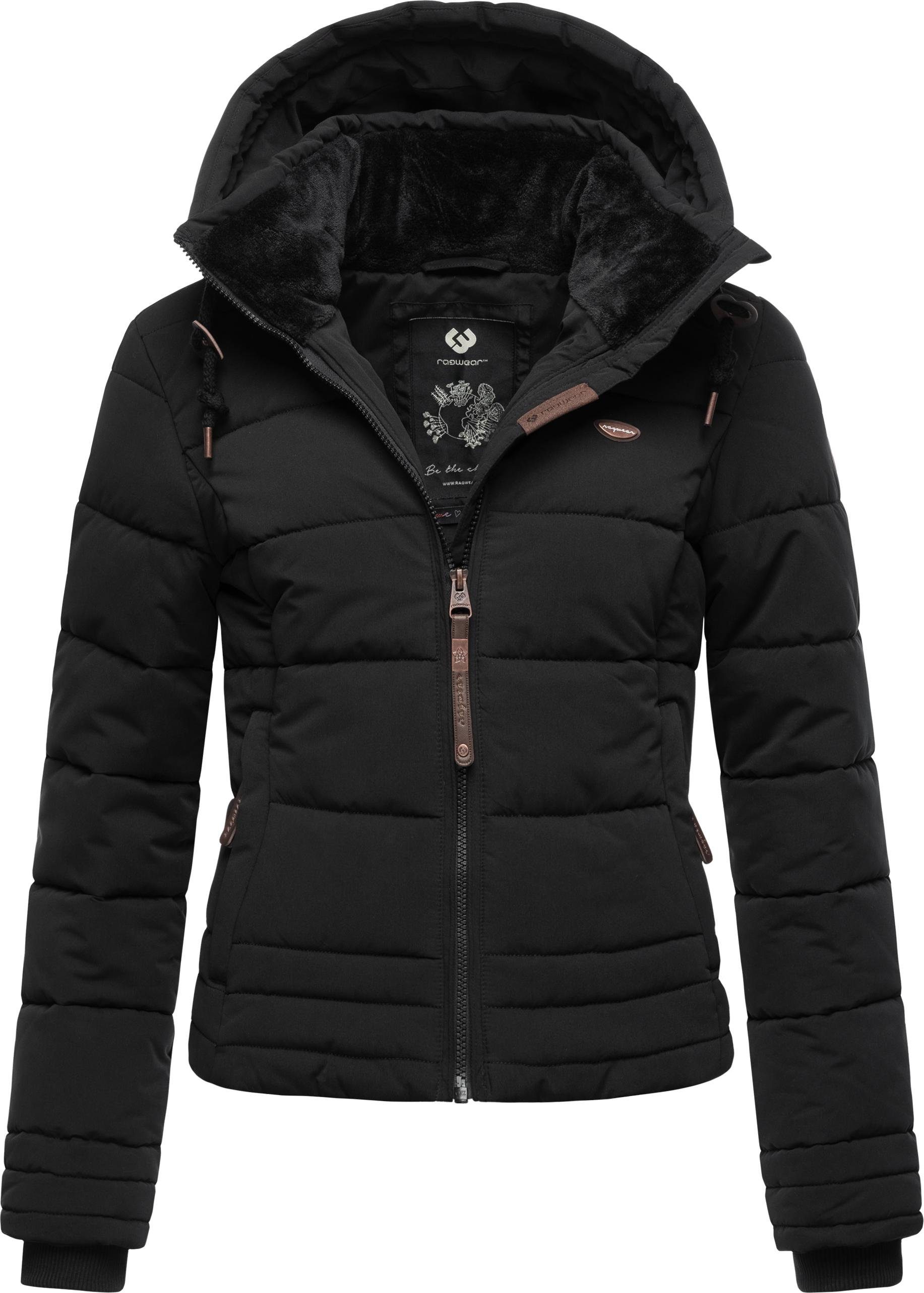 Novva schwarz mit aus Steppung Kapuzenjacke Polyester Steppjacke Ragwear