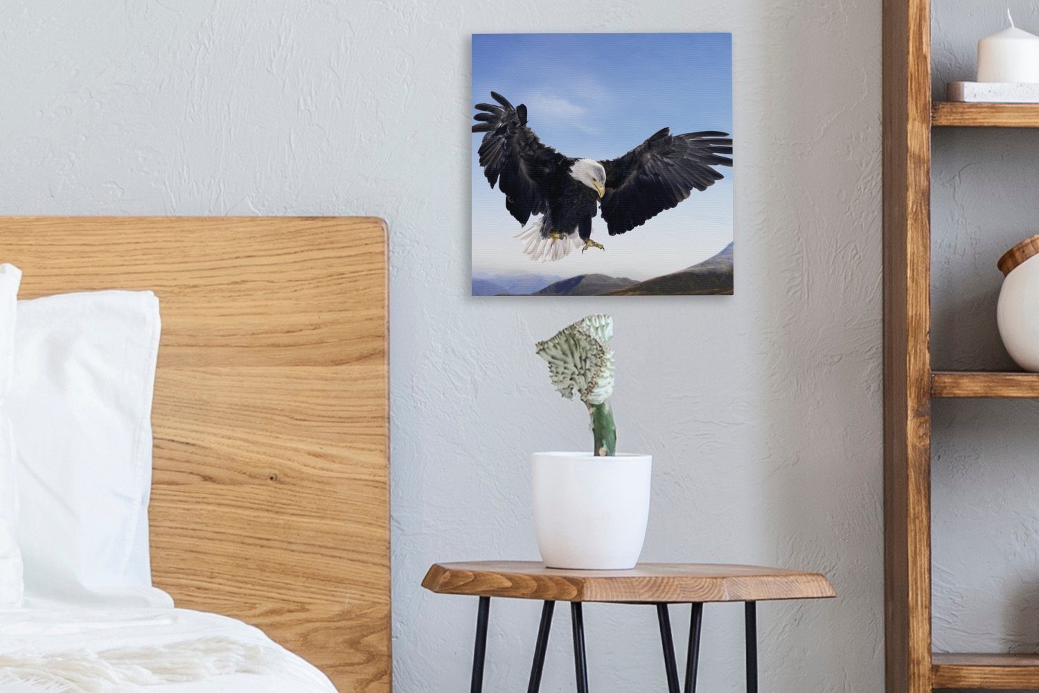 Leinwandbild Bilder Schlafzimmer (1 will OneMillionCanvasses® Weißkopfseeadler Leinwand Wohnzimmer landen, Ein St), für