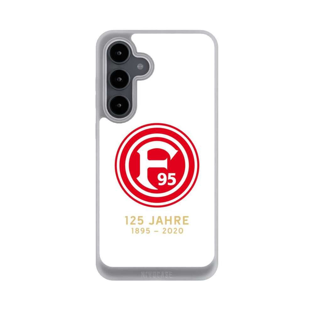 NIVOCASE Handyhülle Fortuna Düsseldorf Logo Wappen 125 Jahre Fortuna Weiß, Samsung Galaxy S24 FE 5G Handyhülle Hülle NIVOpure Case Frozen