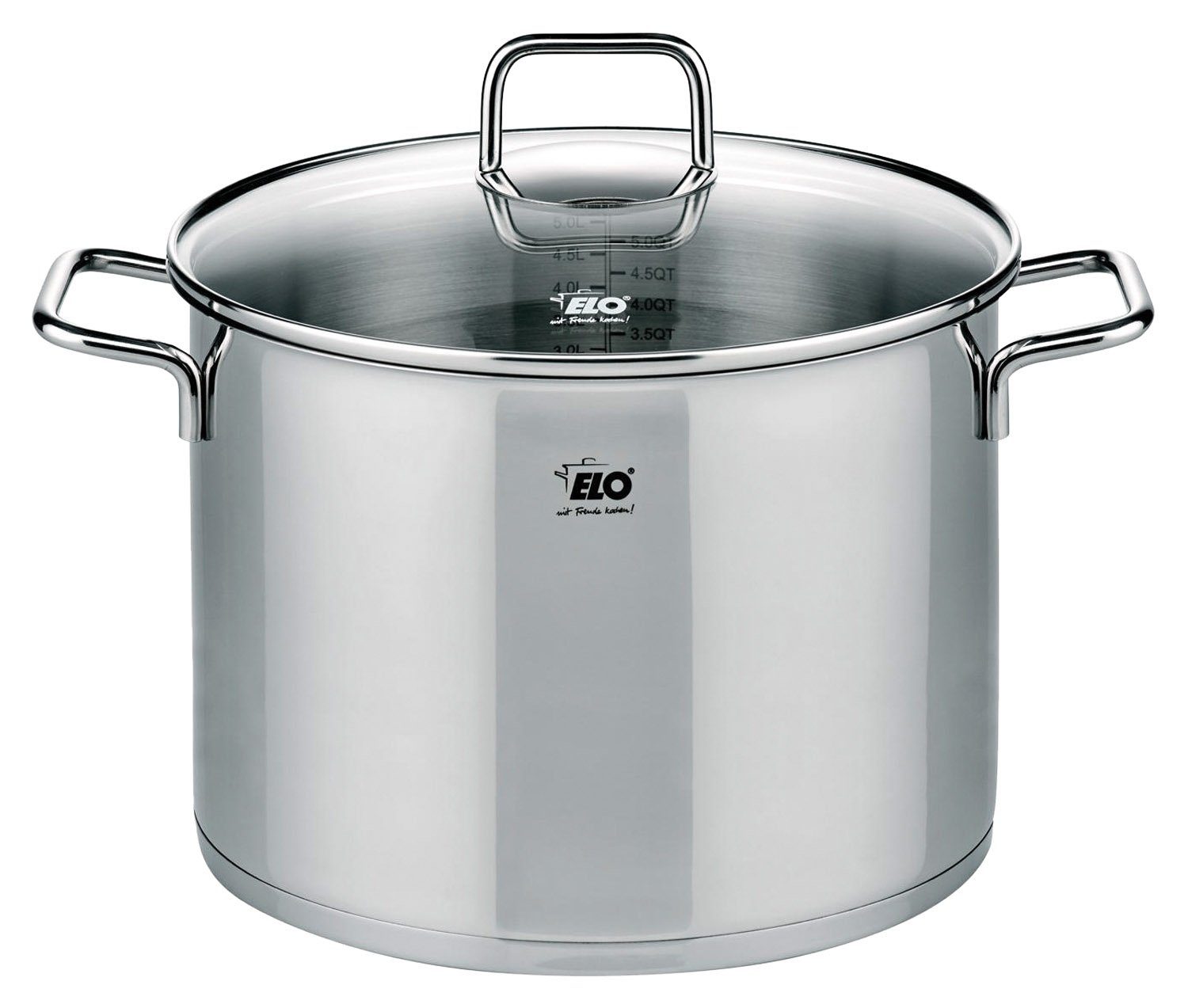 Elo Kochtopf CITRIN, Ø 26 cm, Glasdeckel, Induktionsgeeignet, Edelstahl, mit praktischer Literskala