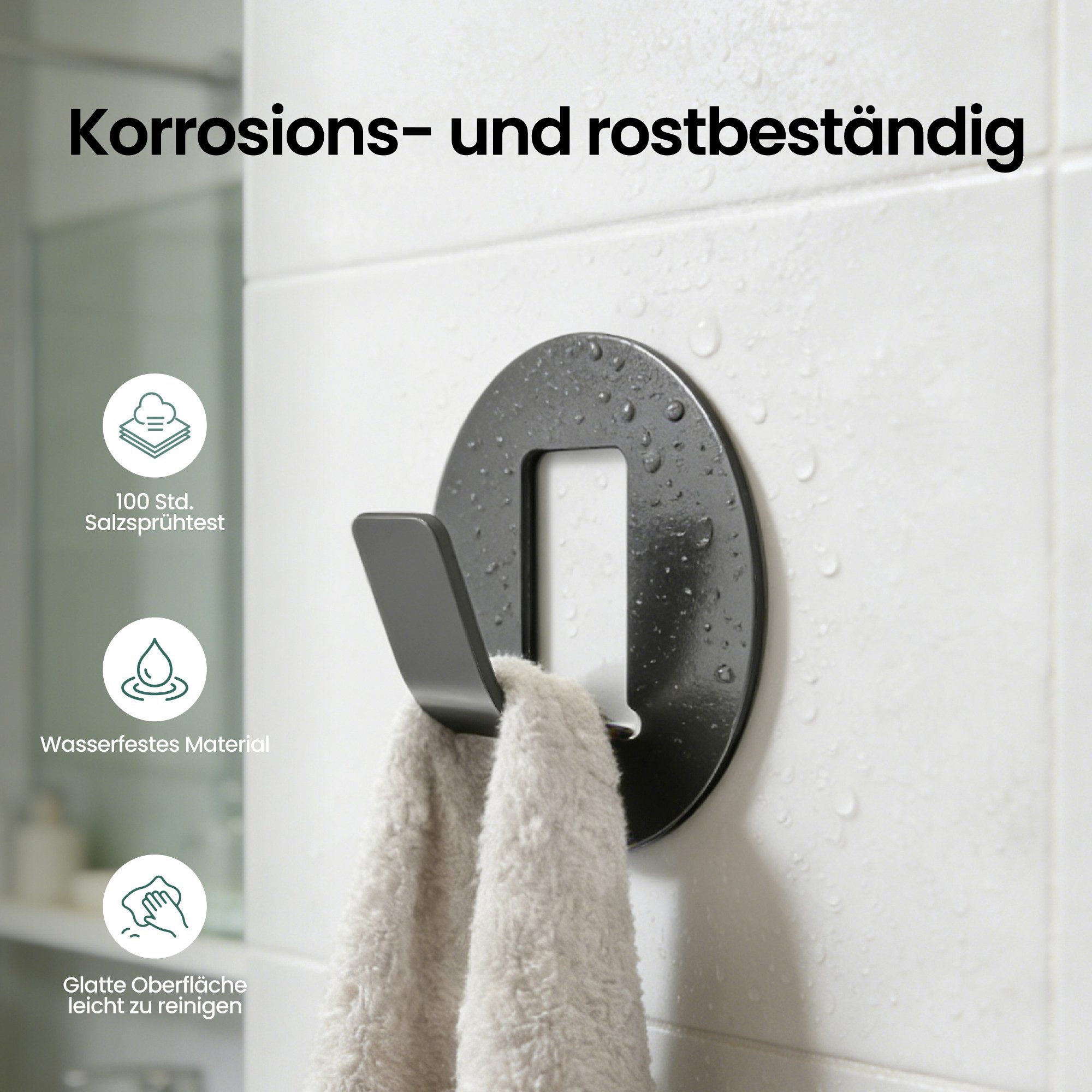 Mai & Mai Wandhaken Kleiderhaken Garderobenhaken 4 Stück ohne Bohren Alu Stalo-16, Flur, Schlafzimmer, Küche, Badezimmer, (4-St), Korrosions- und rostbeständig,Glatt und pflegeleicht