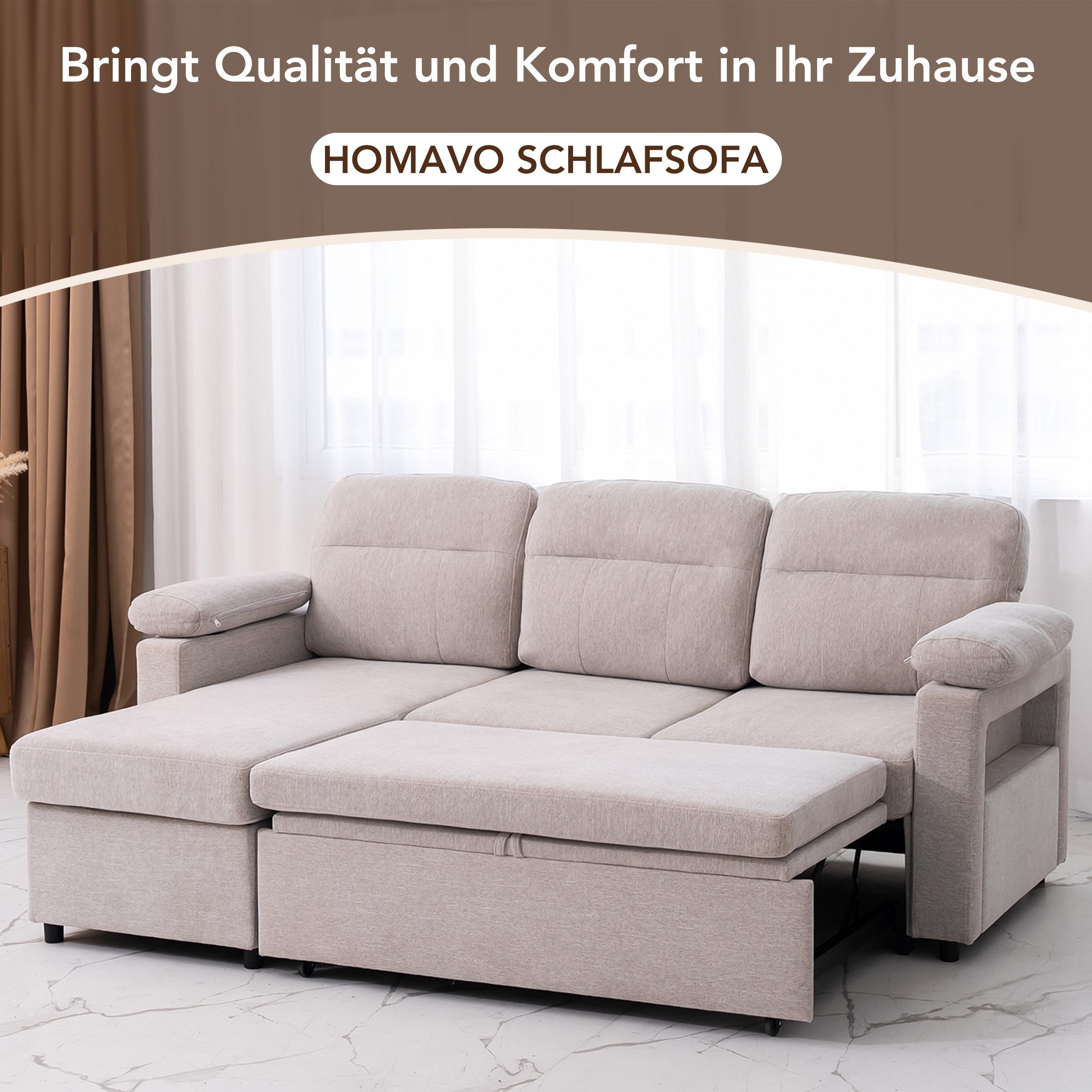HOMAVO Ecksofa HOMAVO L-Ecksofa, Breite: 203 günstig online kaufen